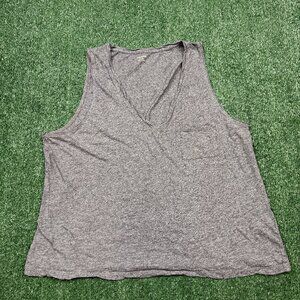Madewell Cropped Tank Top Women's Size XL Gray V Neck Sleeveless Lightweight